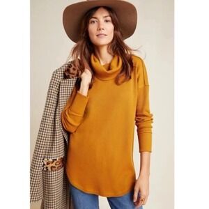 Maeve Anthropologie Women's Mustard‎ Yellow Ainsley Thermal Turtleneck Size XS